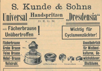 Gartenspritze Düse Kunde &amp; Sohn Katalog 1912