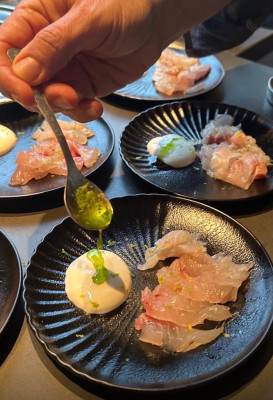 Gebeizte Dorado mit Jogurt und Korianderöl