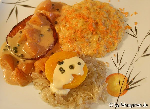 kassler, pfirsich, pfeffer