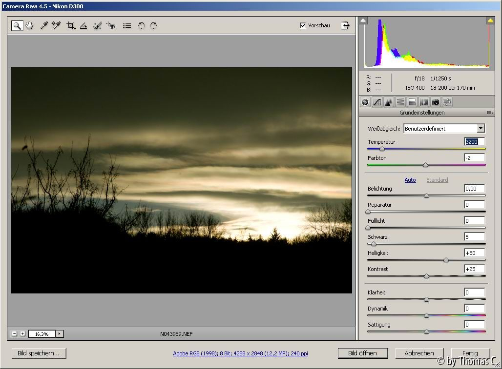 Sonnenuntergang 3200 k