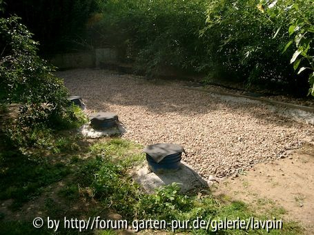Punktfundamente mit Kiesfläche